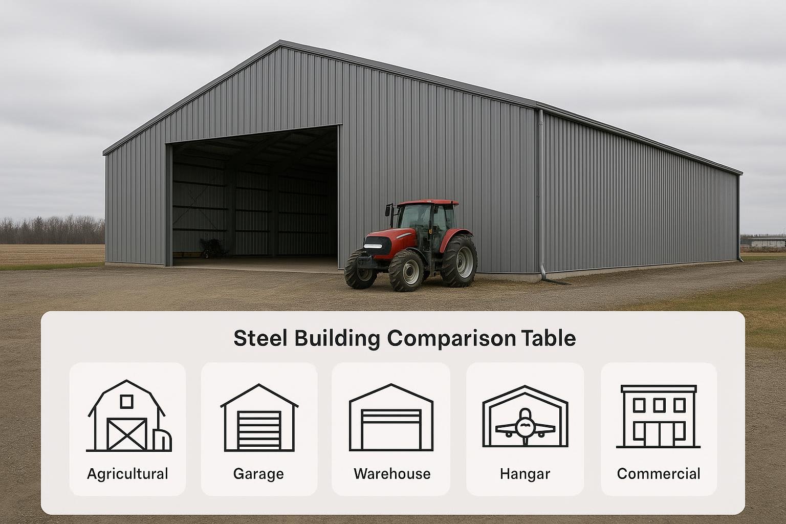 Diagram comparing steel building categories for Quebec City buyers