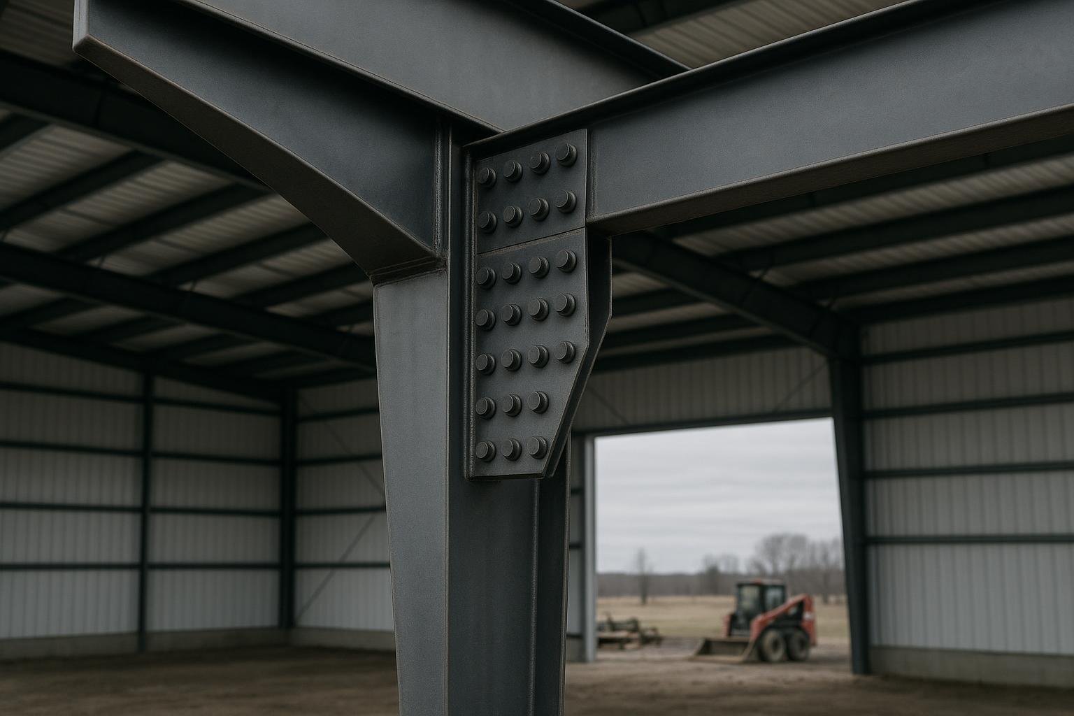 Bolted moment connection at steel rigid frame knee joint detail